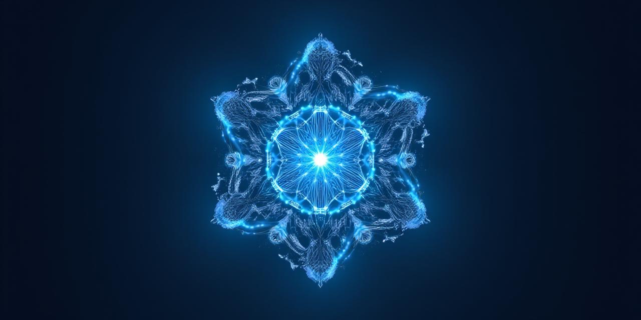 Abstract visualization of interconnected data points forming a crystalline structure with glowing neural pathways