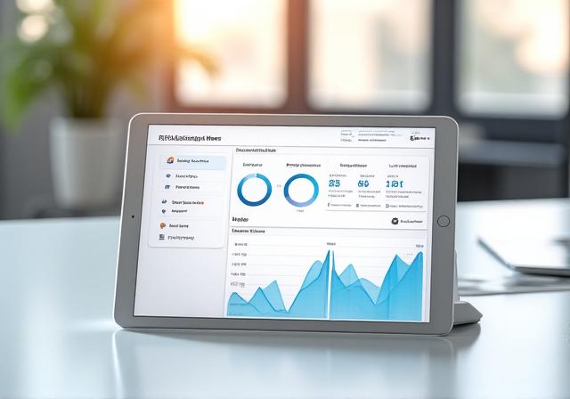 A clean, modern dashboard interface showing simplified AI-generated metrics and trend lines